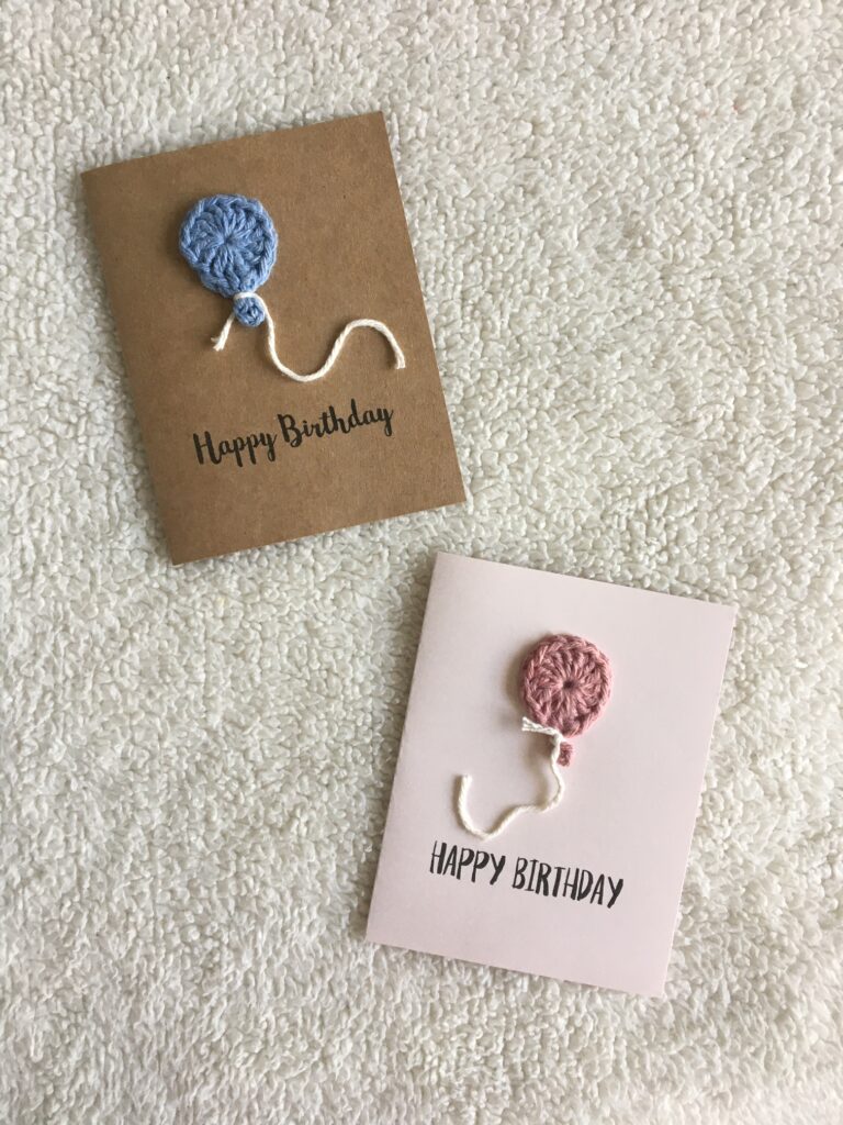 Crochet balloon handmade birthday card